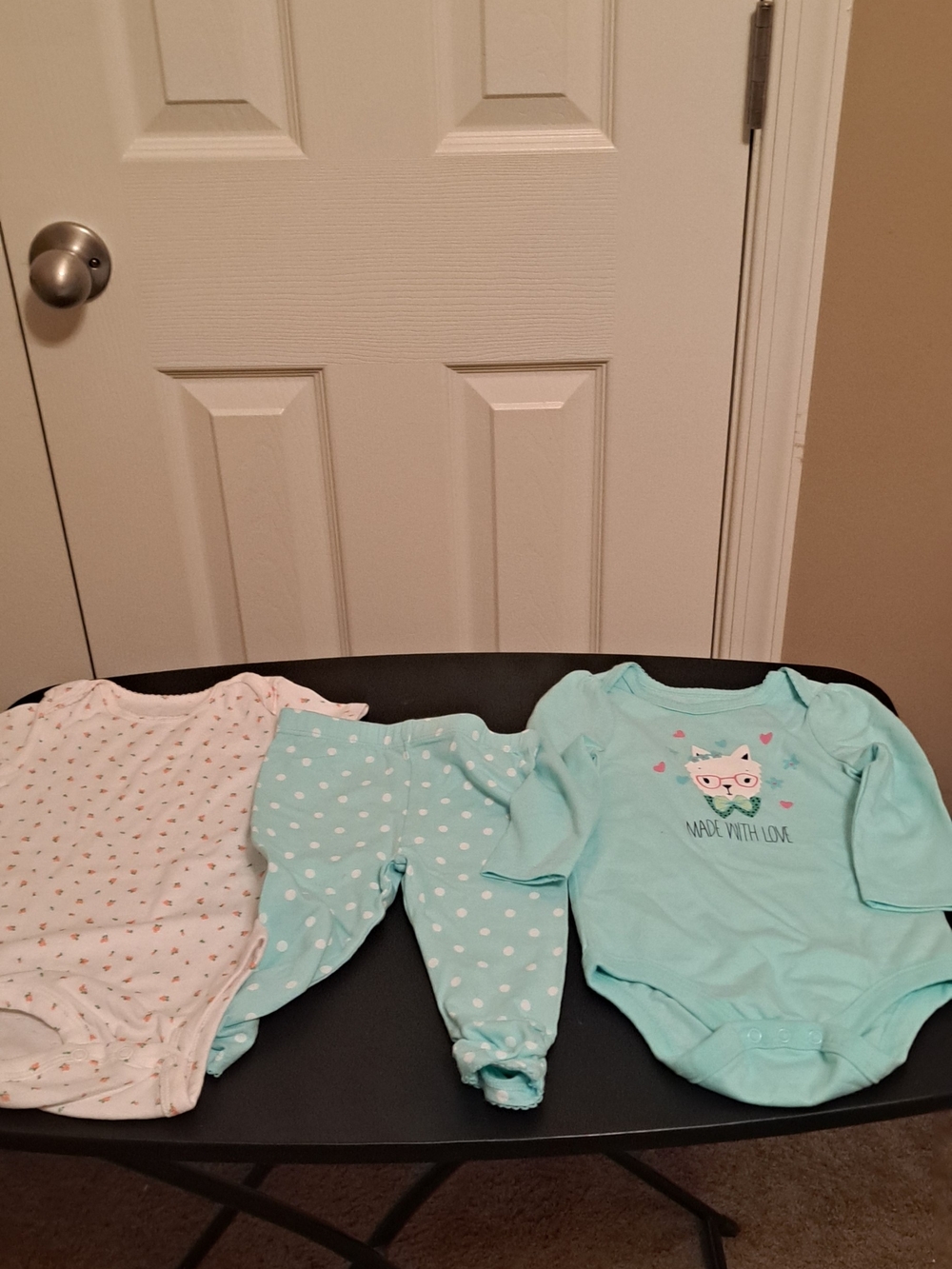 Baby Girls Mint Green Long-Sleeve One-Piece Bodysuit - Made With Love